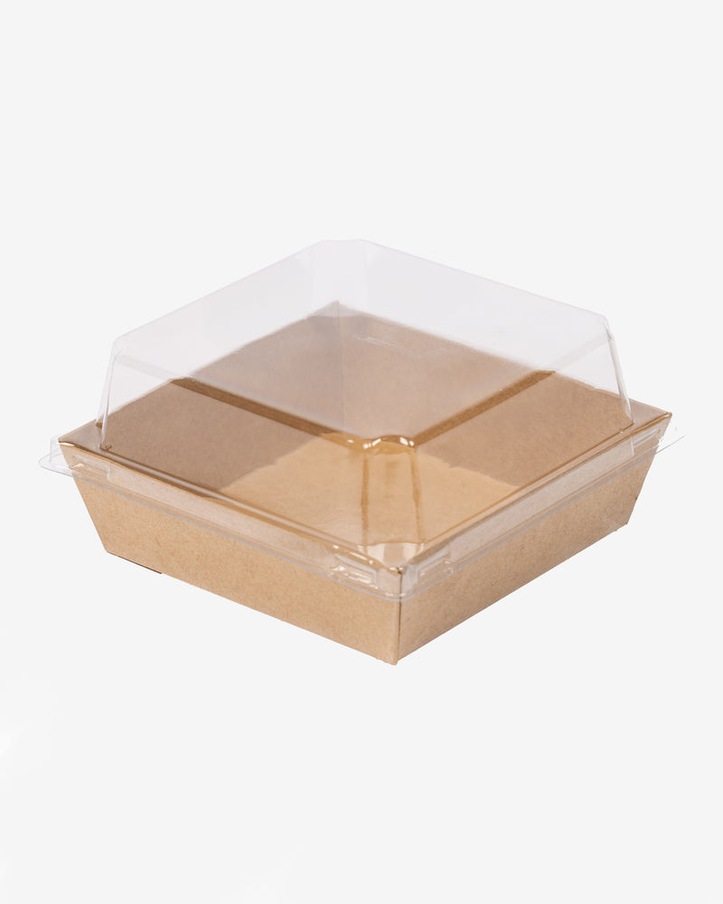 Kraft Paper Box and Antifog Lid Set, 10 pcs
