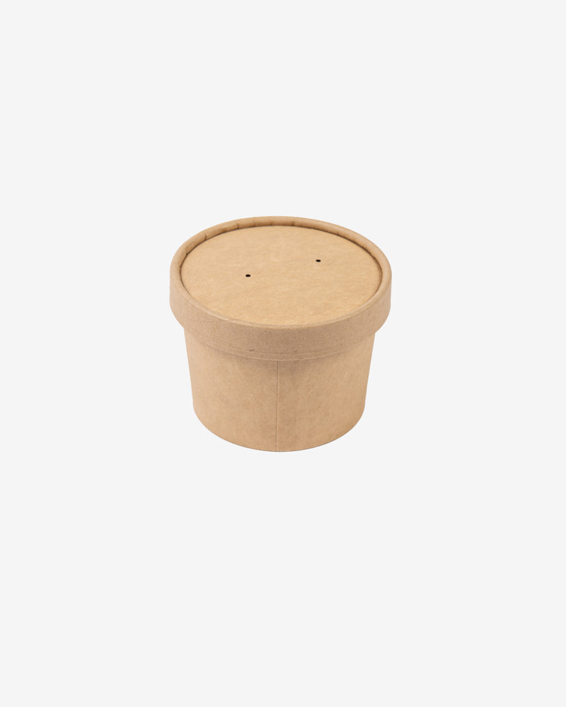 Kraft Paper Ice Cream Cup and Lid Set, 10 pcs