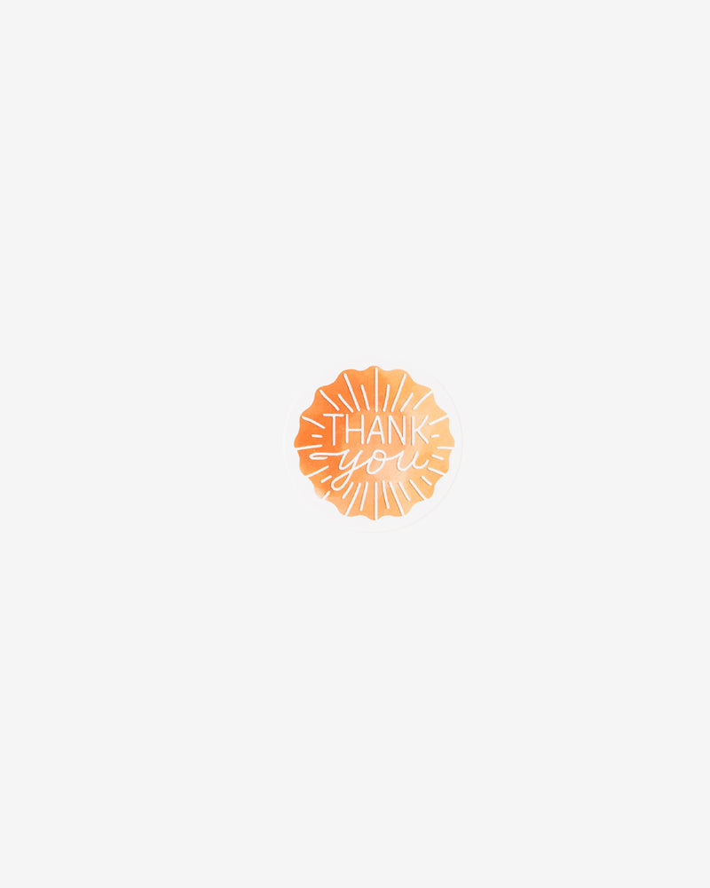 Thank You White on Orange Gift Seal, 5 pcs