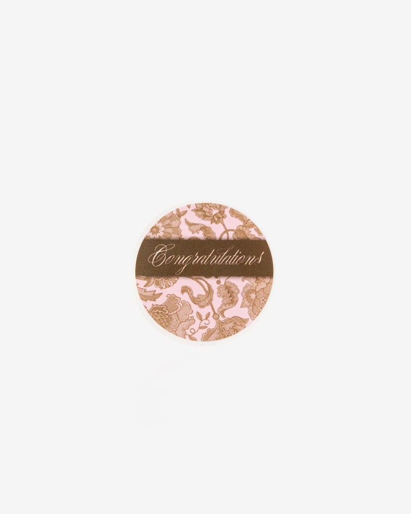 Congrats On Pink Brown Gift Seal, 5 pcs