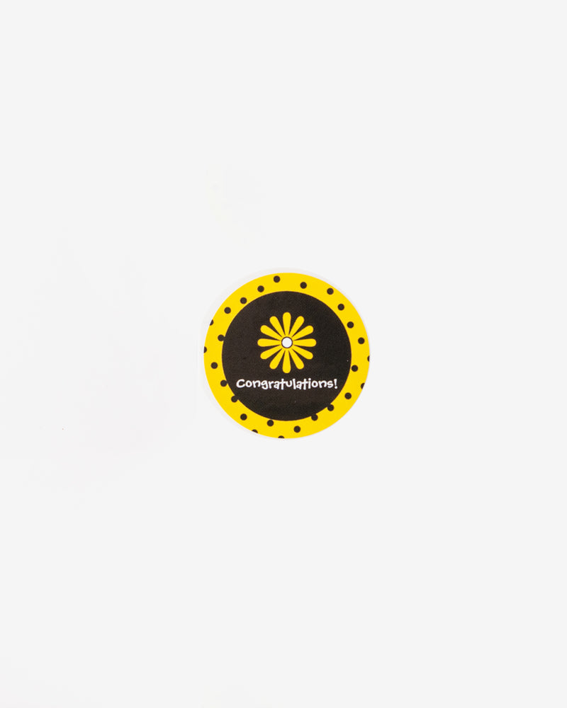 Congrats On Yellow & Black Gift Seal, 5 pcs