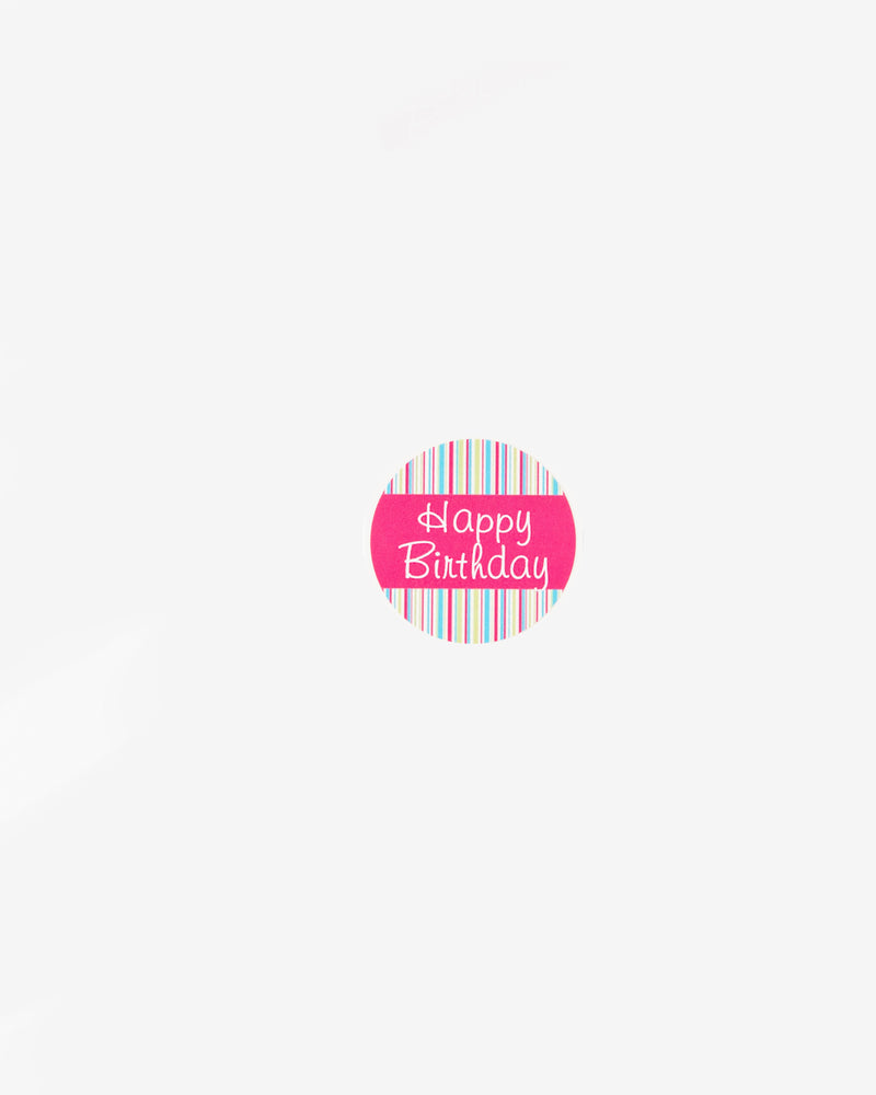 Happy Birthday on Pink & Green Stripes Gift Seal, 5 pcs