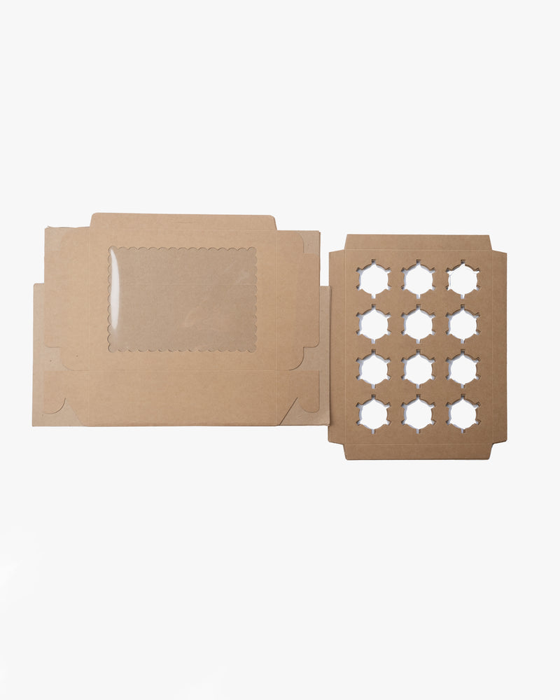 Kraft Window 12 Cupcake Takeaway Box, 10 pcs
