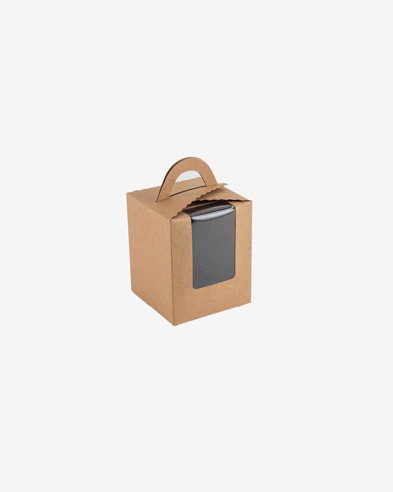Kraft Window 1 Cupcake Takeaway Box, 10 pcs