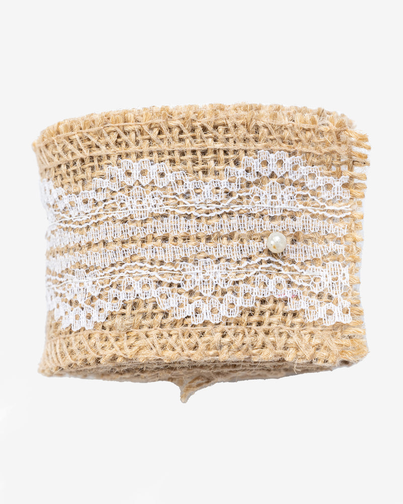 Natural Jute Burlap Lace Ribbon (S)