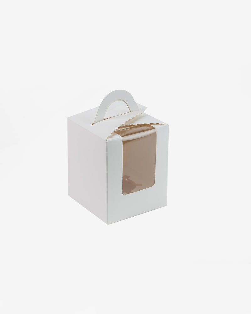 White Cardboard Window 1 Cupcake Takeaway Box, 10 pcs