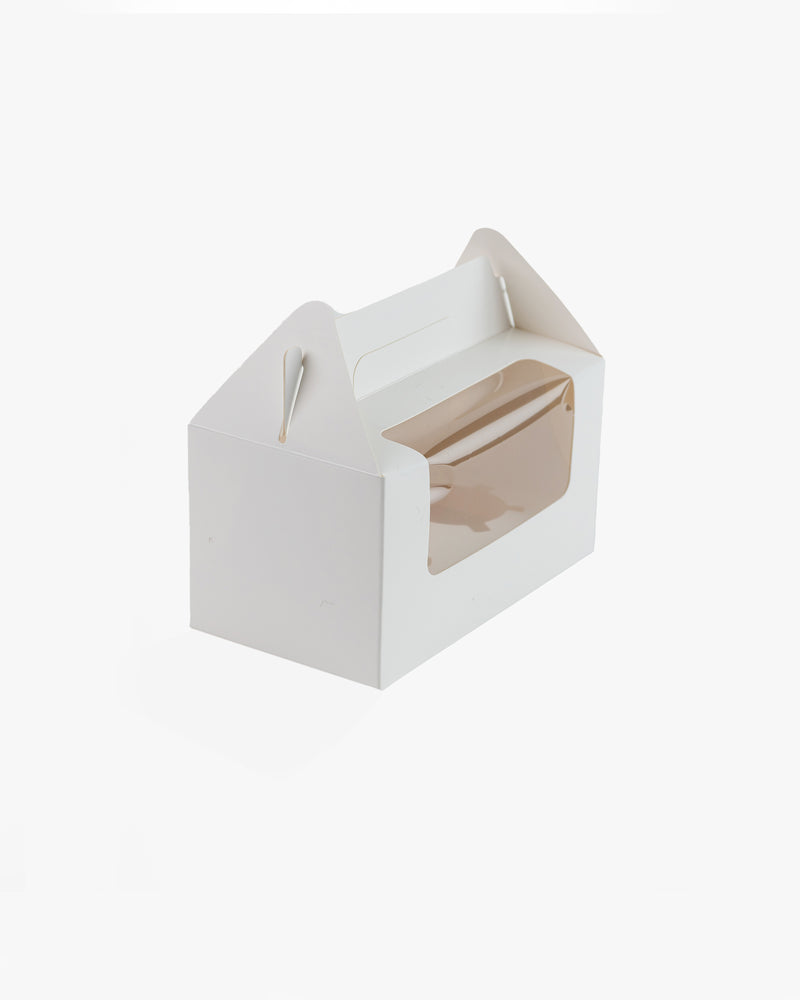 White Cardboard Window 2 Cupcake Takeaway Box, 10 pcs