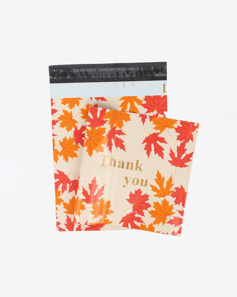 Mailing Bag Thank You Maple Leave Orange