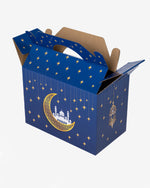 Festive Blue Laminated Hand-Carry Takeaway Box