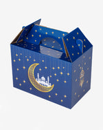 Festive Blue Laminated Hand-Carry Takeaway Box
