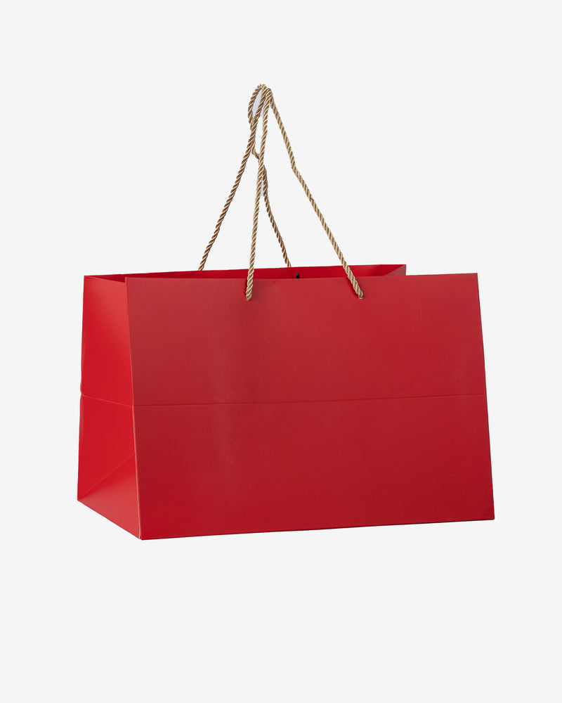 Red  Matte Laminated Paper Bag with Gold rope Handle